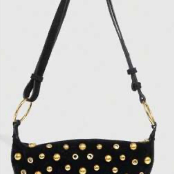 SHEIN Black Crescent Shoulder Bag with Gold Studs - Picture 10 of 10